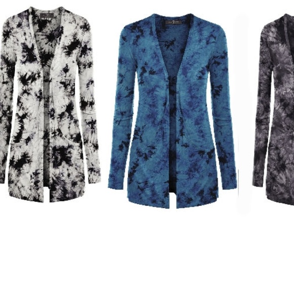 NEW SOFT TIE DYE BLACK WHITE CARDIGAN JACKET - Picture 2 of 4